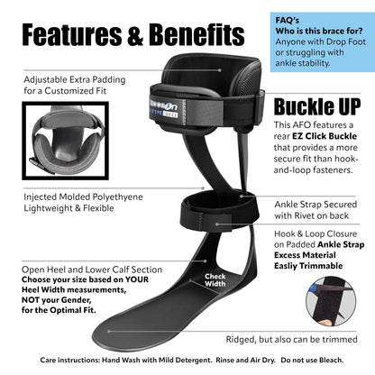 Brace On AFO S-Type Drop Foot Stabilizer Brace, Men's Right