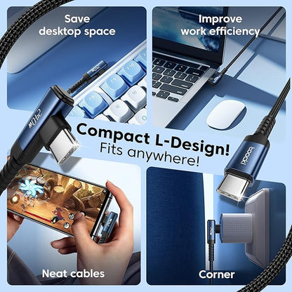USB C Cable [2Pack, 6.6ft] 240W Fast Charging Type C Cord, Nylon Braided USB 2.0 Cable for iPhone 16 15 Pro Max, iPad Pro, Samsung Galaxy S24 S23, Switch, MacBook Pro, Pixel