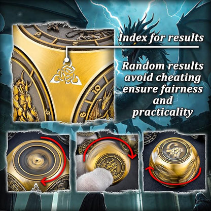 7 in 1 D6 Spinner DND Dice Set D&D, Metal Cube D and D Dice with Gift Box, Dungeons Dragons Role Playing Dice, Gold