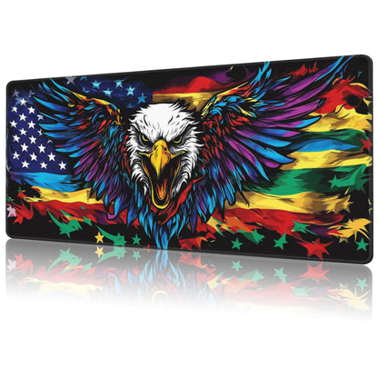NIYLYNSYN Mouse Pad Large Flag with an Eagle Non-Slip Gaming Desk Mat with Stitched Edge Laptop Keyboard Desk Pad for Work Home Gaming (35.4 x 15.7 Inches)
