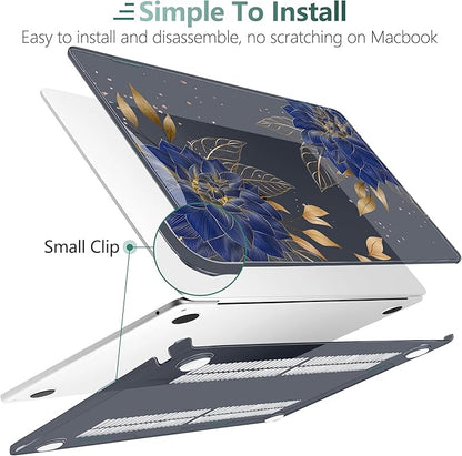 TWOLSKOO for M4 MacBook Air 13.6 inch Case 2025-2022 Release M4 A3240 M3 A3113 M2 A2681, Plastic Hard Shell & Screen Protector & Keyboard Cover & Trackpad Film, Dahlia Flowers