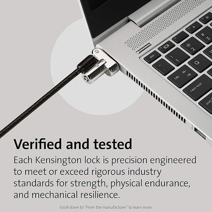 Kensington Universal 3-in-1 Keyed Laptop Locking Cable, Computer Security Keyed Lock, T-bar, Nano, Wedged-shaped (K62318WW)