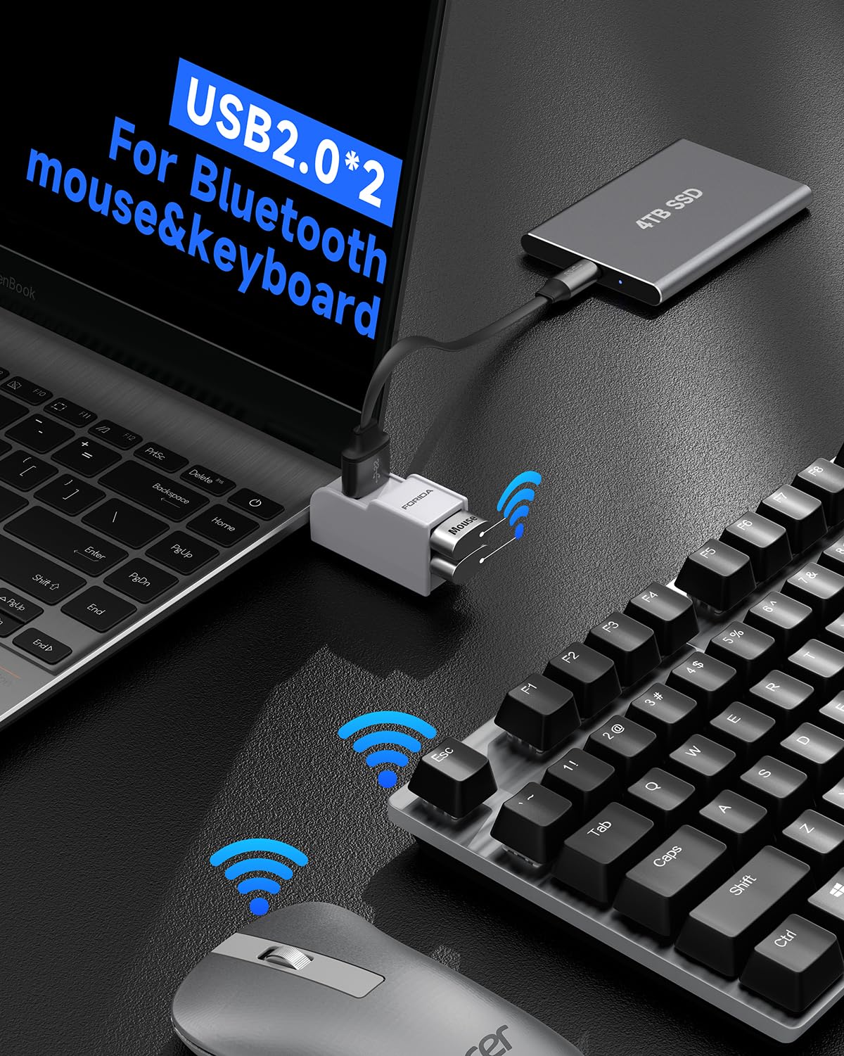 Mini USB Hub 3-Port USB Splitter 1 in 3 Out, Data USB Expander Adapter