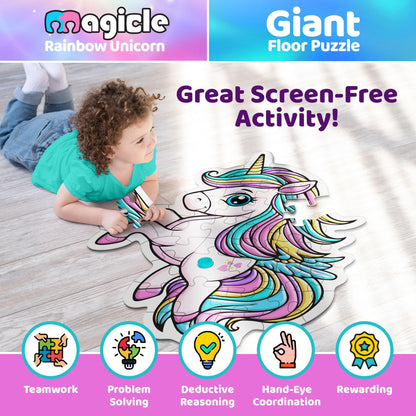 Music & Sound Unicorn Floor Puzzles for Kids Ages 4-6, Large 35 Piece Extra Thick Puzzles, Unicorn Toys for Girls Age 4-6, Toddlers Puzzles Ages 3-5, Gifts for 3 4 5 6 7 8 Year Old Girls