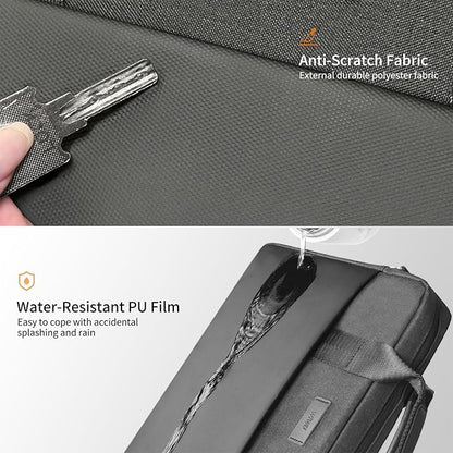 WIWU 15.6 16 Inch Laptop Bag for Men Women, Water-Resistant Laptop Case with Shoulder Strap Messenger Work Bag for Business Compatible with MacBook Air Pro/Dell XPS/HP Envy/Microsoft Surface(Grey)