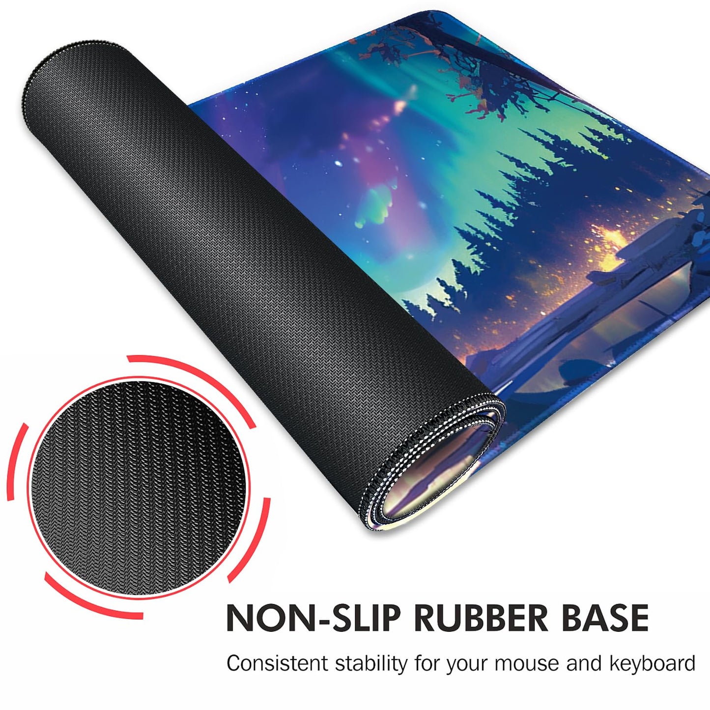Galdas Mouse Pad for Gaming,Aurora Background Pattern XXL XL Large Mouse Mat Long Extended Mousepad Desk Mat Non-Slip Rubber Mice Pads Stitched Edges Thin (31.5 x 11.8 x 0.12 Inches)