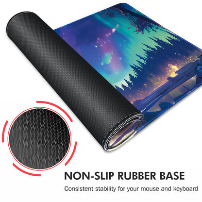 Galdas Mouse Pad for Gaming,Aurora Background Pattern XXL XL Large Mouse Mat Long Extended Mousepad Desk Mat Non-Slip Rubber Mice Pads Stitched Edges Thin (31.5 x 11.8 x 0.12 Inches)