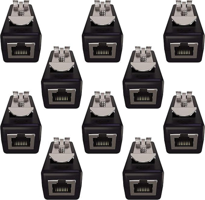 Ethernet Surge Protector (10 pack) PoE+ Gigabit (with DIN rail mount option) Gas Discharge Tube for Full Protection - RJ45 Lightning Suppressor - LAN Network CAT5/CAT6 Thunder Arrestor - Tupavco TP309