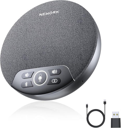 Bluetooth Conference Speakerphone with 4 Mics, AI Noise Reduction, 360° Voice Pickup, 2600mAh Battery, Bluetooth/USB-C/Dongle, Daisy Chain for Large Rooms, Compatible with Zoom/Teams/Skype