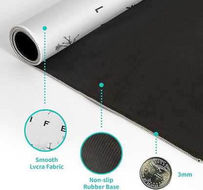 Black and White Mouse Pad 31.5 X 11.8 Inch Japanese Cherry Blossom Extended Large Mouse Mat Non-Slip Rubber Mousepad Stitched Edges Keyboard Mouse Mat Desk Pad for Office Home Game