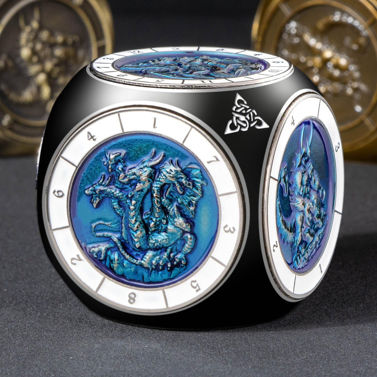 Roycevon 7 in 1 Unique Spinner DND Dice Set D&D, Metal D and D Dice with Gift Box, Dungeons Dragons Role Playing Dice, Gold