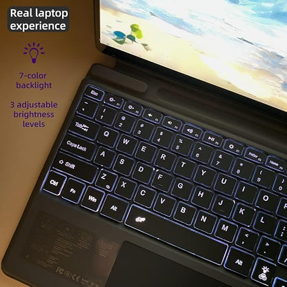 Keyboard for Microsoft Surface Pro Copilot+ (11th Edition) / Pro 11 / Pro 10 / Pro 9 / Pro 8 / Pro X, 13 inch, Detachable Type Cover with Touchpad, 7-Color Backlit & Pen Holder(Grey)