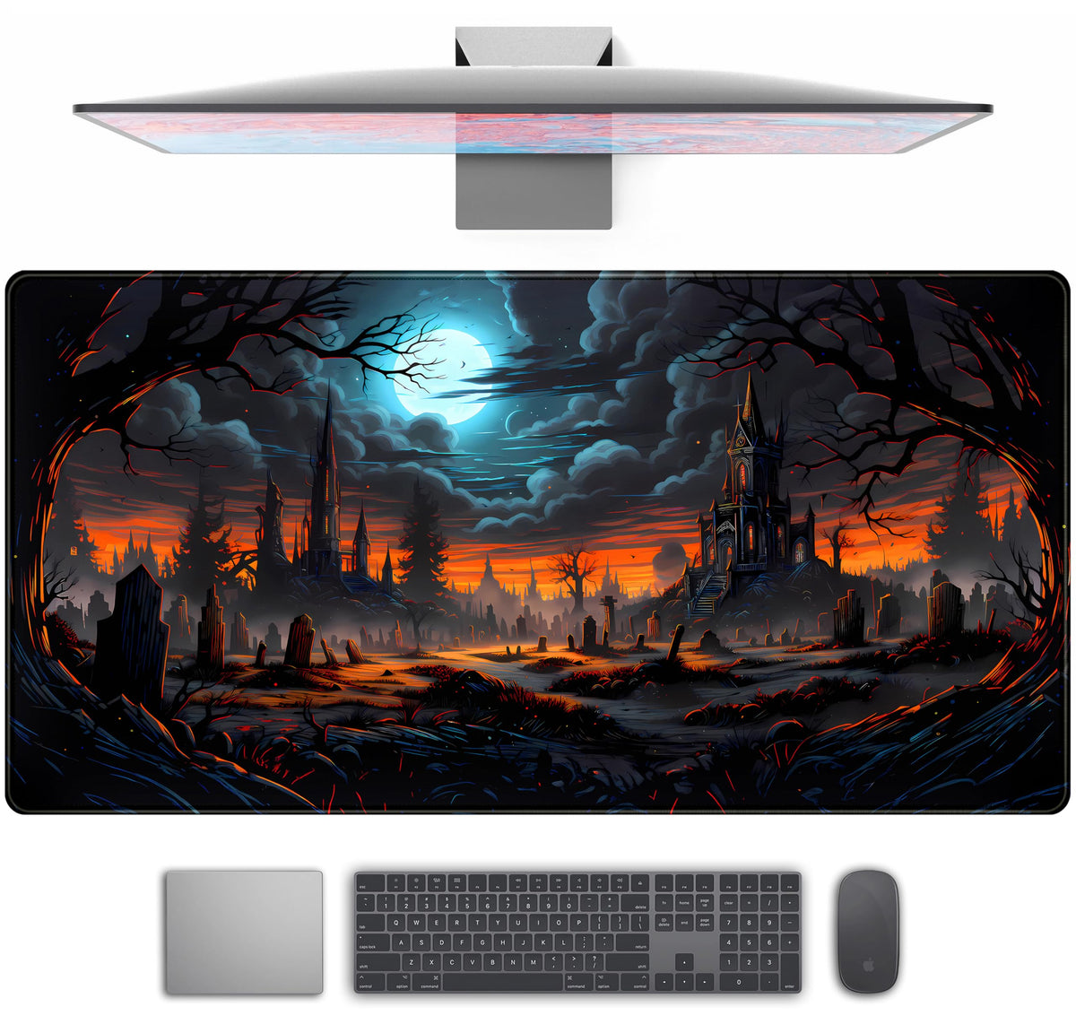 Desk Mat Forest Library Book Mouse Pad Big Desk Pad XXL Extended Gaming Large Mouse Pad for Desk Rubber Base Mousepad with Stitched Edges, Keyboard Mouse Mat for Work Game Office Home 31.5x15.7 in