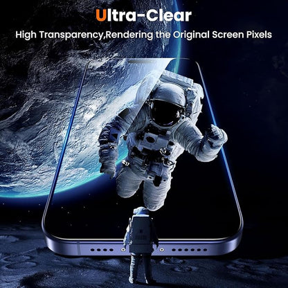 UniqueMe for iPhone 16 Plus Screen Protector - [Military Grade Shatterproof & 9H+ Hardness] Screen Protector 16 Plus Tempered Glass Full Coverage Protection, Easy Installation, 2 Packs