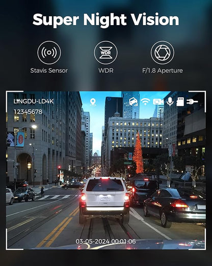 12" Mirror Dash Cam, 4K UHD Front and 2.5K Rear View Dash Camera for Car, with ADAS BSD LCA Smart Mode, GPS, G-Sensor, Loop Recording, Parking Monitor, Voice Control, 5.8GHz WiFi