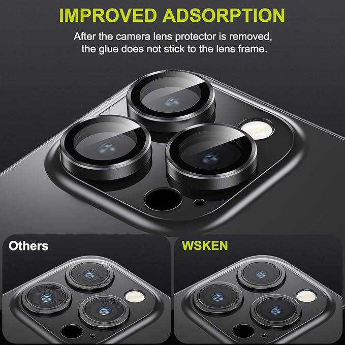 WSKEN for iPhone 14 Pro/iPhone 14 Pro Max Camera Lens Protector,[Night Shooting Mode] HD Tempered Metal Glass Camera Screen Protector Cover Film Accessories, Black + Colorful