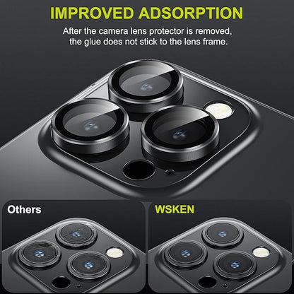 WSKEN for iPhone 14 Pro/iPhone 14 Pro Max Camera Lens Protector,[Night Shooting Mode] HD Tempered Metal Glass Camera Screen Protector Cover Film Accessories, Black + Colorful