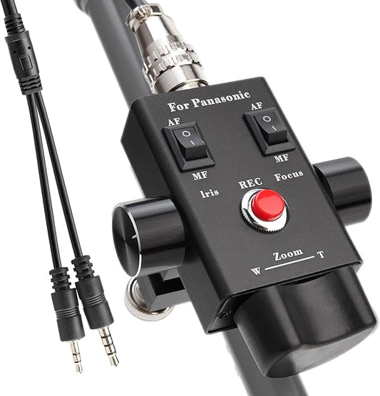 KOERTACOO Camcorder Zoom Controller, Remote Control Zoom, Iris, and Focus Control + 2.5mm and 3.5mm Jack Cable for Panasonic HC-X1 HC-PV100 AG-UX90 AG-UX180 HC-X1000 AG-AC30 AG-AC90 AU-EVA1 Camera.