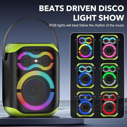 Portable Bluetooth Speakers 80W Big Powerful Wireless Outdoor Loud Stereo Deep Bass Sound Boombox TWS Home Party Speaker with Subwoofer LED Lights