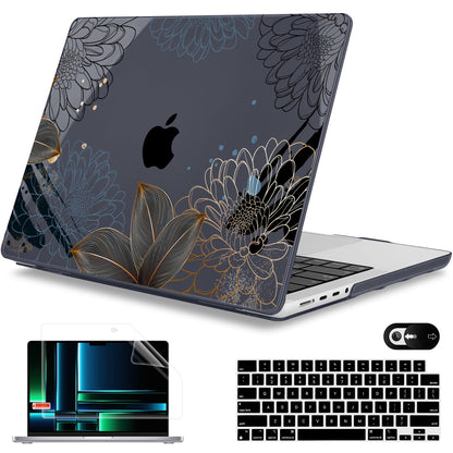 Mektron Case for 2026 M5 MacBook Pro 16 inch A3429 A3428 M4 A3403 A3186 M3 A2991 M2 A2780 M1 A2485 (2021-2025) Pro/Max with Liquid Retina XDR, Hard Shell Plastic Laptop Cover, Line Chrysanthemums