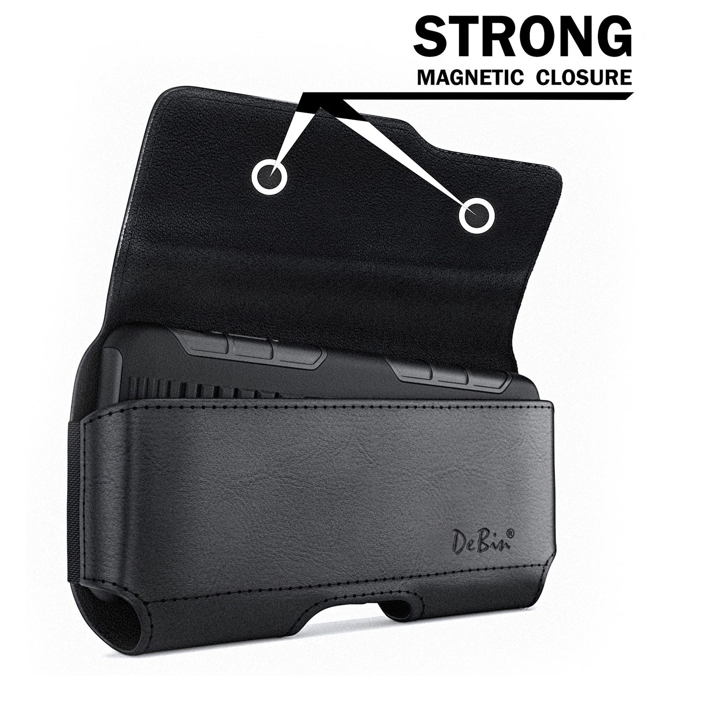 DeBin Case for Galaxy A15 A25 A35 A54 5G A53 A52 A51 A50 A20 Note 20 10+ Note 9 8 XCover Pro S24 FE S23 FE Cell Phone Belt Holder Holster Clip Pouch Cover (Fits Samsung Phone with Otterbox Case) Black