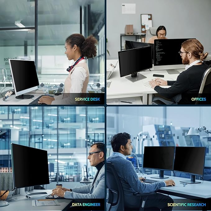 Peslv [2-Pack] 19 Inch Privacy Screen for Computer Monitor 5:4 Aspect Ratio, Eye Protection Anti Blue Light Glare Shield, 19inch Removable Black Blackout Anti Spy Desktop Security Private Filter