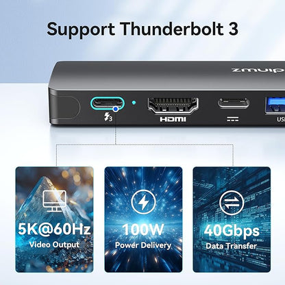 USB C Hub Adapter for MacBook Pro Air 2025-2016 Docking Station for MacBook M4 M3 M2 M1 USB C to HDMI Mac Accessories Multiport Dongle with 4K HDMI USB 3.0 SD TF Thunderbolt 3 USB-C Port Type C