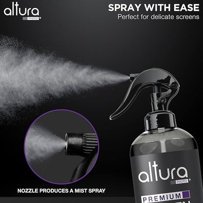 Screen Cleaner Spray & Wipe Kit (Streak & Scratch Free) Computer Screen Cleaner + 2 Microfiber Cleaning Cloths Cleaning Kit LCD LED OLED Touchscreen Flat Smart TV Monitor Laptop Electronics Car 16oz