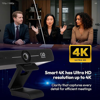 Smart 4K Compact Video Conference Camera – Ultra HD 120° Wide Lens, AI Auto-Framing, Noise-Cancelling Mics, 20ft Pickup, Plug-and-Play USB for All Video Conference Platforms – Small Rooms