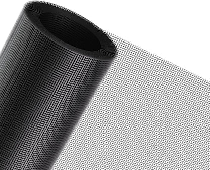 MAGZO Window Screen Replacement Mesh 36"W x 196"L - DIY Adjustable Polyester Pet Proof Screen Door Mesh for Patio Window Screen Repair Kit, Durable, Washable, Black