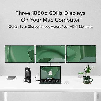 Plugable 14-in-1 USB C Docking Station | 4X HDMI Quad Dock with 100W Charging, HDMI Displays | Compatible with Windows, Thunderbolt (4X USB, 1x USB-C, Ethernet, SD Card, Audio) UD-3900C4