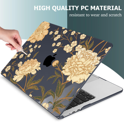 Mektron for 2026 MacBook Air 13-inch M5 Laptop Case A3449 with 13.6-inch Liquid Retina Display Fits 2025 A3240 M4 2024 A3113 M3 2023 A2681 M2 Printed Shell for MacBook Air 13.6", Peony Flowers C186