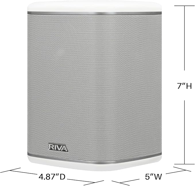 RIVA Upgraded Arena Wi-Fi Bluetooth Hi-Fi Speaker, 6 Drivers, 50W, Multiroom Music System, Supports Airplay 2, Chromecast, Spotify, Tidal and More Streaming (White)