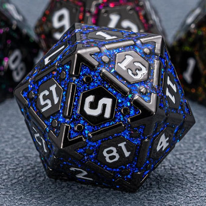 DND Metal Dice Set, Polyhedral Dice Set for RPG D&D Dice with Cracks Dungeons and Dragons Dice Set for RPG TTRPG D&D Die with Gift Case(Black Nickel 7 Colors)