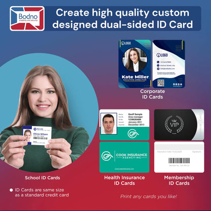 Bodno Matica MC320 Direct-to-Card Dual Sided ID Card Printer & Complete Supplies Package Bronze Edition ID Software