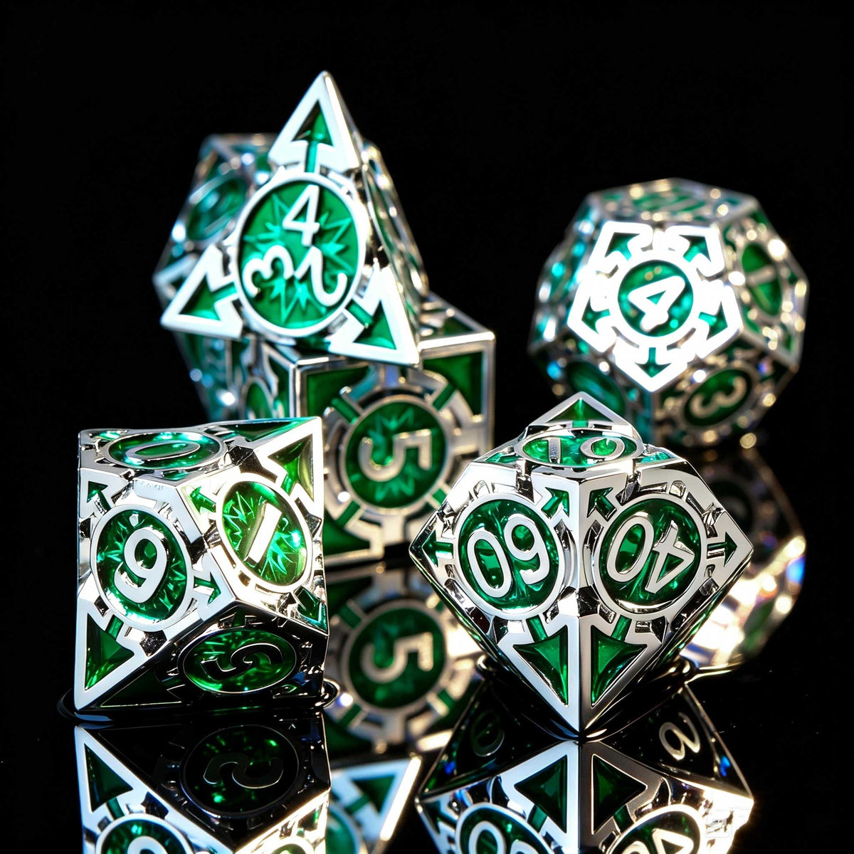 Metal DND Dice Set - High Artistic Making Dungeons and Dragons Dice, Large Weighted Metallic D&D Dice Sets - Polyhedral Role Playing Dice for MTG RPG, Silver Purple D and D Dice with DND Gift Box