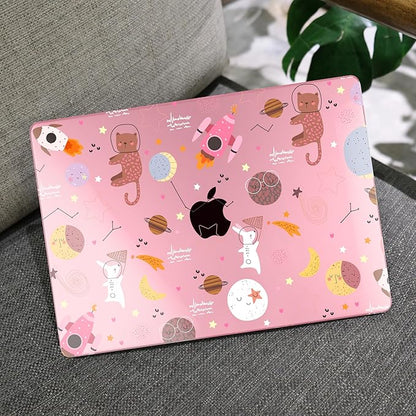 MEEgoodo for MacBook Air 13 inch Case 2021 2020 2019 2018 Released A2337 M1 A2179 A1932 with Touch ID, Plastic Hard Shell & Keyboard Cover Compatible with MacBook Air Case 13.3,Space & Animals