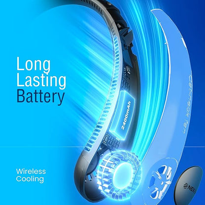 Portable Neck Fan -3 Speed Rechargeable Bladeless Neck Cooler, Quality Comfortable Lightweight, Personal Neck Fan For Women & Men Modern Design, Great Cooling Fan For Travel, Outdoors & Sports