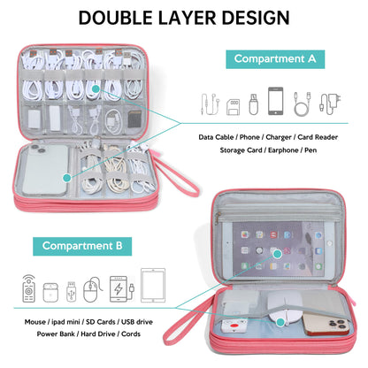 CILLA Electronics Organizer Travel, Travel Cord Organizer Case, Compact Electronics Accessories Bag for Cable, Cord, Charger, Phone
