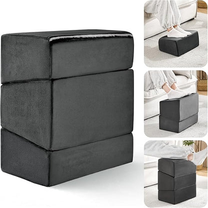 Foot Rest for Under Desk at Work, Adjustable Footrest for Office Chair & Gaming Chair,Ergonomic Footrest Pillow Desk Foot Stool with Washable Cover for Home, Airplane, Travel (Black)