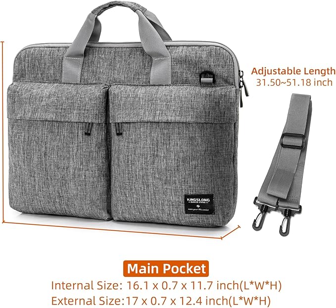 KINGSLONG 15.6 inch Laptop Shoulder Bag, Slim Shockproof Computer Sleeve Notebook Ultrabooks Carrying Case Handbag Cover Fit for Acer Asus Dell Lenovo HP Toshiba, Gray