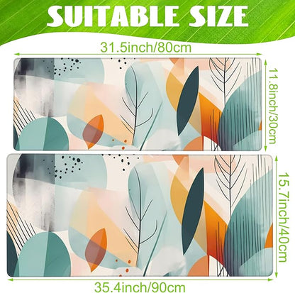 Desk Pad,Abstract Colorful Leaves Desk Mat,Abstract Line Art Large Gaming Mouse Pad for Desk,Extended Big Computer Keyboard Mouse Pad with Non-Slip Base and Stitched Edge,35.4"x15.7"