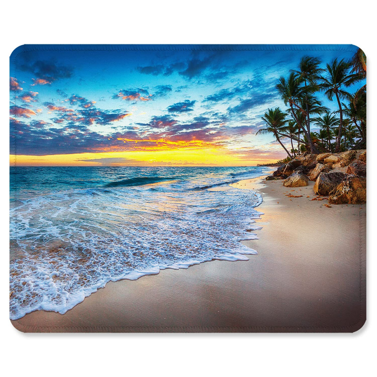 ITNRSIIET Mouse Pad with Stitched Edge Premium Textured Smooth Precise Operation Waterproof Washable Non-Slip Rubber Base Desktop Protection Mat, 10.2×8.3×0.12 inches, Rose Gold Leopard Print
