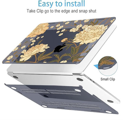 Mektron for 2025 M4 MacBook Air 13.6 Inch A3240 Case Fits 2023 A2681 M2 2024 A3113 M3 Chip with Liquid Retina Display, Printed Plastic Hard Shell Cover for MacBook Air 13.6", Peony Flowers C186