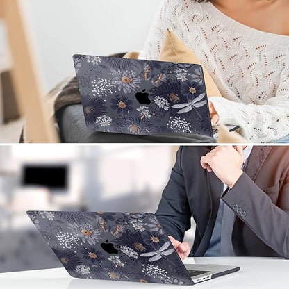 TWOLSKOO for M4 MacBook Air 13.6 inch Case 2025-2022 Release M4 A3240 M3 A3113 M2 A2681, Plastic Hard Shell & Screen Protector & Keyboard Cover & Trackpad Film, Wild Flower