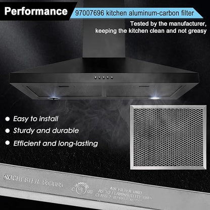 97007696 Charcoal Filter Replacement for Range Hood 41F Grease Filter 6105c 8-3/4" x 10-1/2" Aluminum Mesh Charcoal Carbon Filter Compatible with Most Brand Stove Vents -4 PACKS by Fetechmate