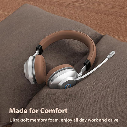 Earbay Wireless Headset with Mic for Work, Bluetooth Headset with Noise Cancelling Mic, V5.3 Lightweight Wireless Headphones with USB Dongle, Charging Base & Mic Mute for PC/Laptop/Phones/Call Center