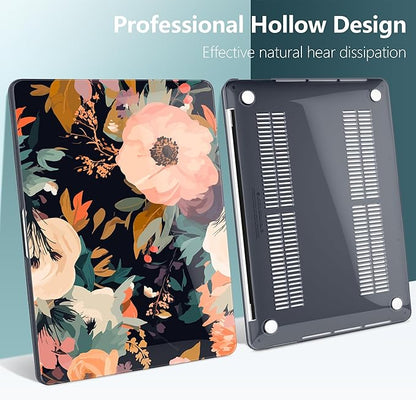 TWOLSKOO Compatible with MacBook Pro 13 inch Case 2023-2016 A2338 M2/M1 A2251 A2289 A2159 A1989 A1706, Plastic Hard Shell Cover & Keyboard Skin & Screen Protector, Bright Abstract Flowers