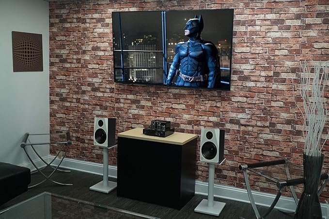 Rockville RS21W 21 inch Steel Bookshelf Speaker Stands, 60 lbs Capacity, Anti-Vibration Foam, Cable Management, for Home Audio and Studio Monitoring