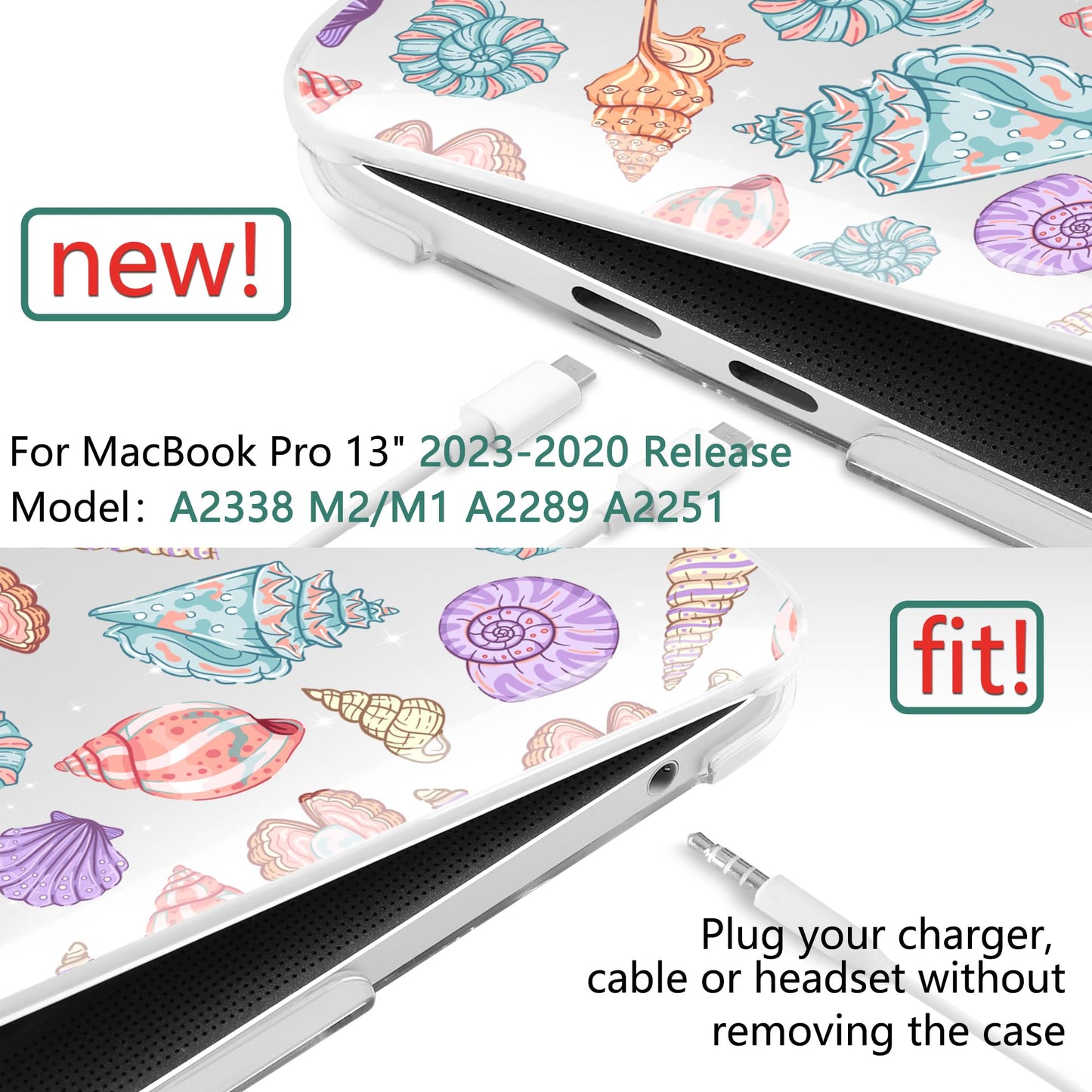 TWOLSKOO Compatible with MacBook Pro 13 inch Case 2023-2016 A2338 M2/M1 A2251 A2289 A2159 A1989 A1706, Plastic Hard Shell Cover & Keyboard Skin & Screen Protector, Colorful Shells